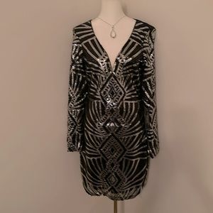Size 6 sexy black sequins mini dress cocktail head turner for sure!